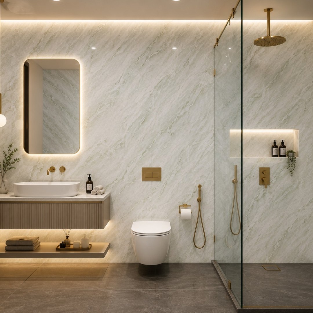 AL EN Dressed Pista Marble Bathroom Tiles - My Home Studio